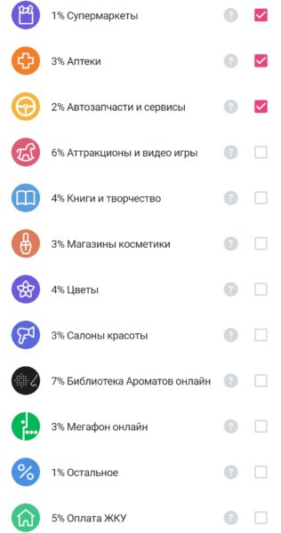 категории кэшбэка в банке УБРИР на март